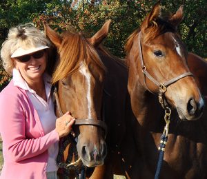 Gayle Van Leer with a mare and foal