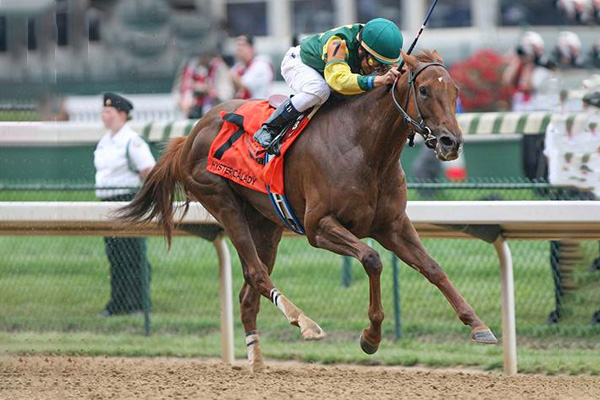 HYSTERICALADY in one of her two G1 Humana Distaff wins at Churchill Downs. (CD Photo)