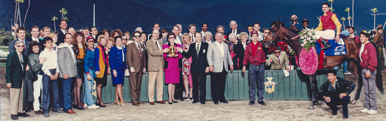 Santa Anita Handicap winner's circle presentation for BEST PAL owned by Golden Eagle Farm of John and Betty Mabee