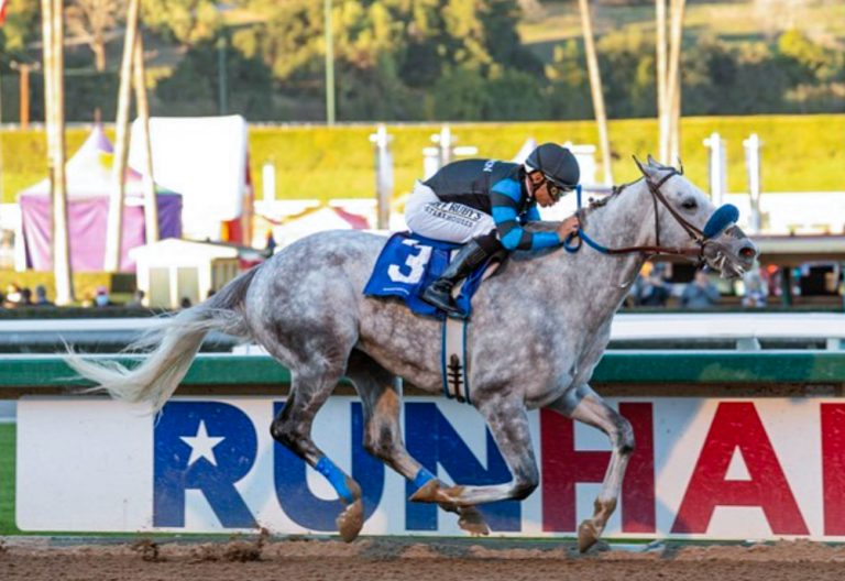 AMERICAN THEOREM winning at Santa Anita on 1/2/22